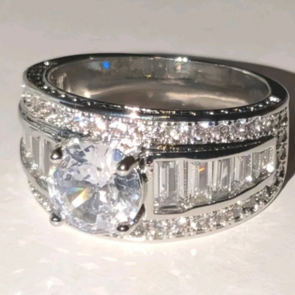 Classic Mens Dazzling 3ct Round Cut Lab Created diamond Engagement ring